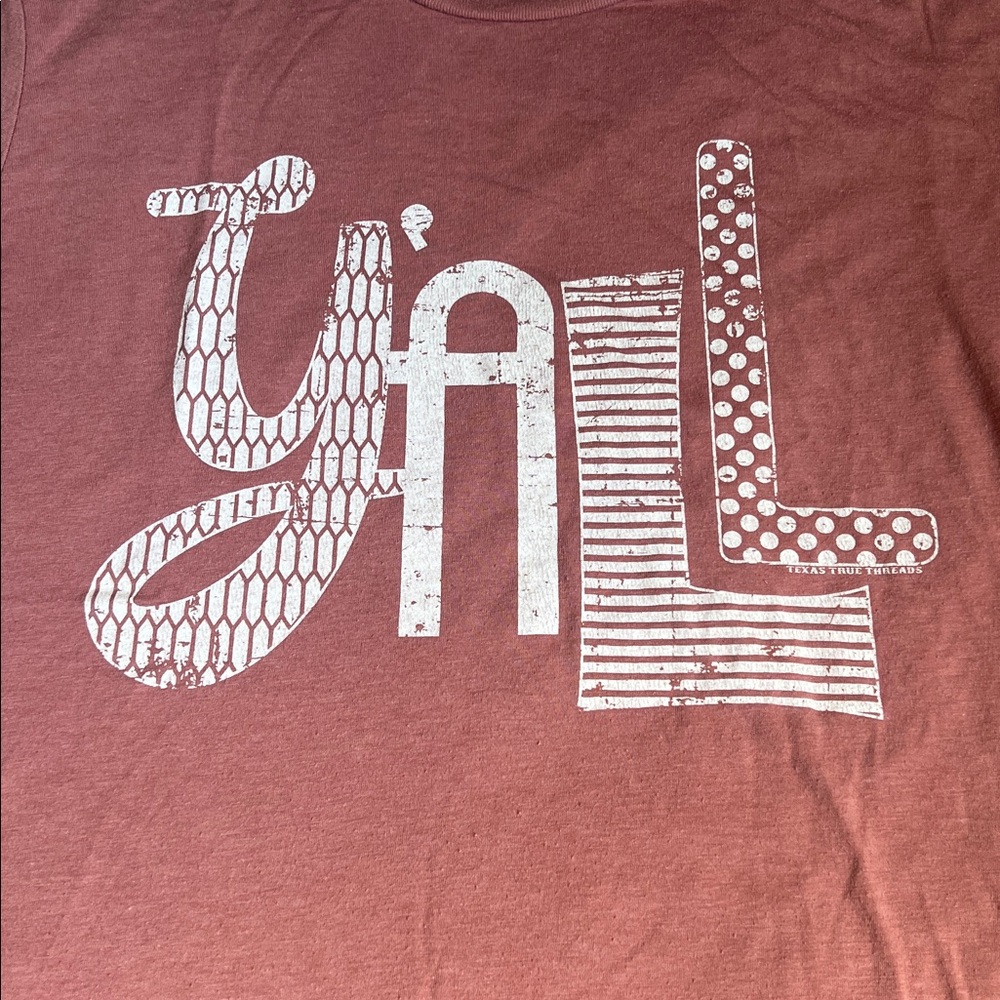 Rust Graphic Tee with 'Y'all' Print